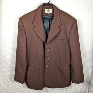 Vintage 70s Trophy USA Brown Textured Blazer Men 42R Retro Jacket Rayon Acetate